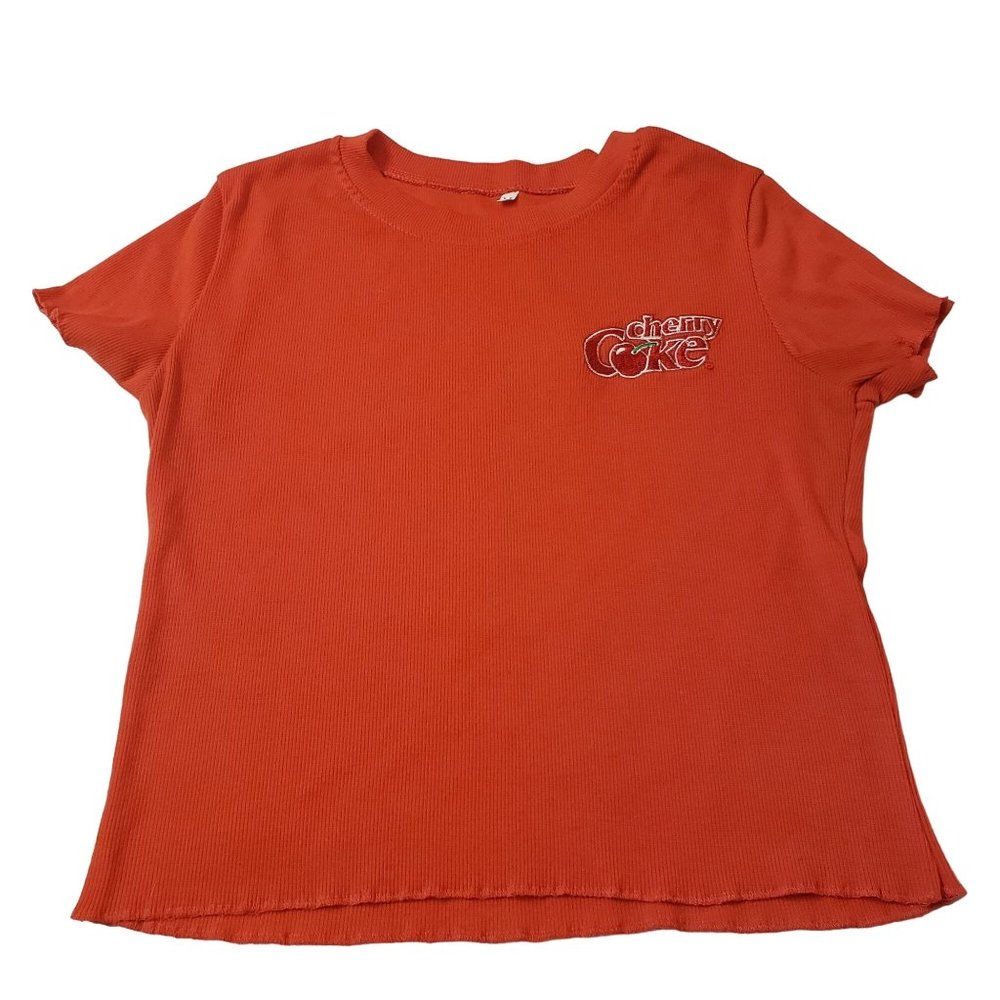 Cherry Coke crop top size Medium ribbed red Y2K